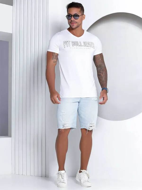 BERMUDA MASCULINA JEANS CLARO CONFORTÁVEL