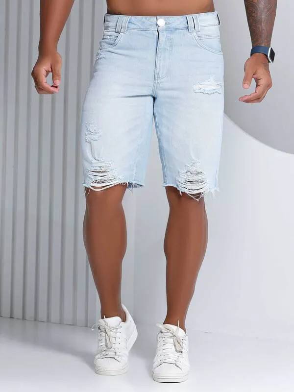 BERMUDA MASCULINA JEANS CLARO CONFORTÁVEL